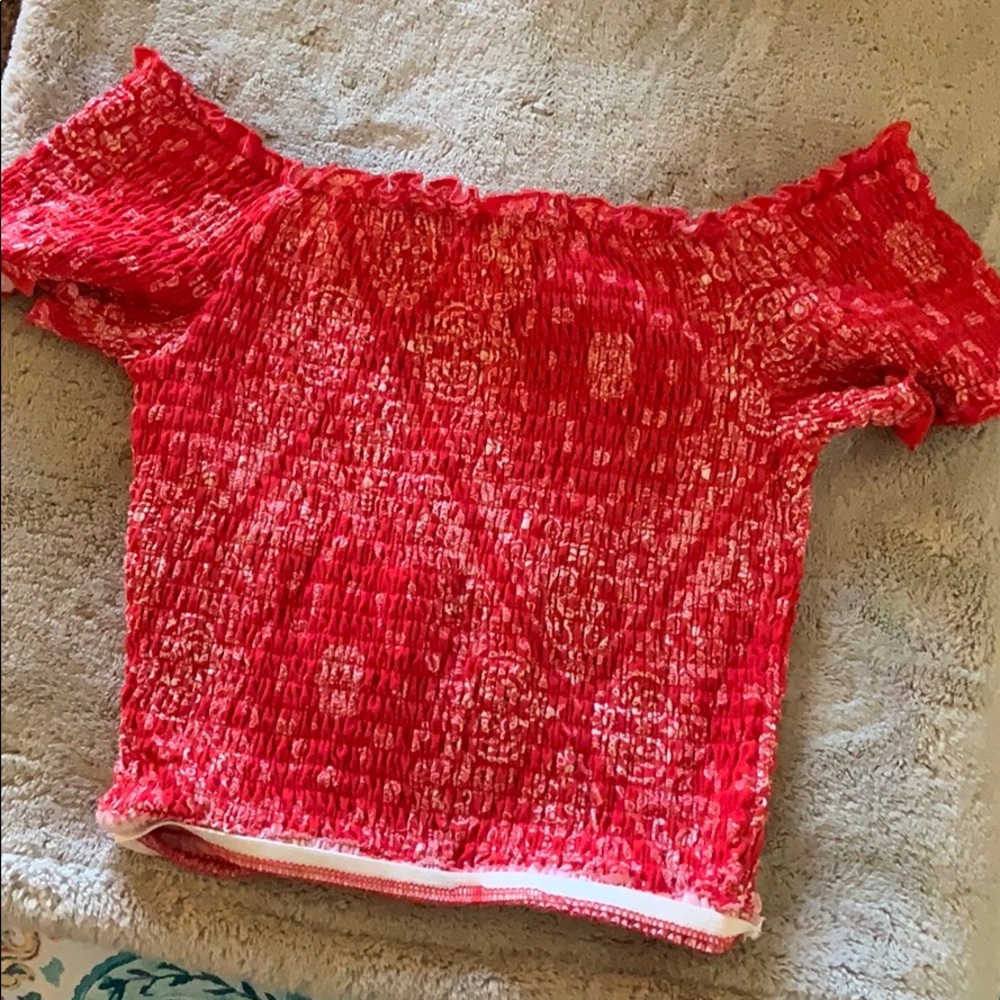 Red and white crop top